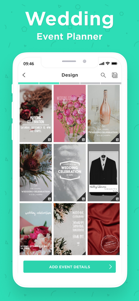 Hobnob Invitation Maker - Hobnob app screen showing professional wedding invitation design templates
