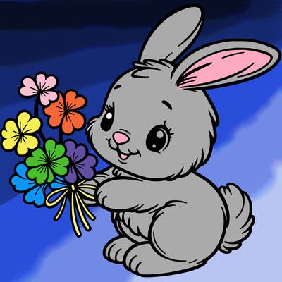 bunny with a bunch of clover