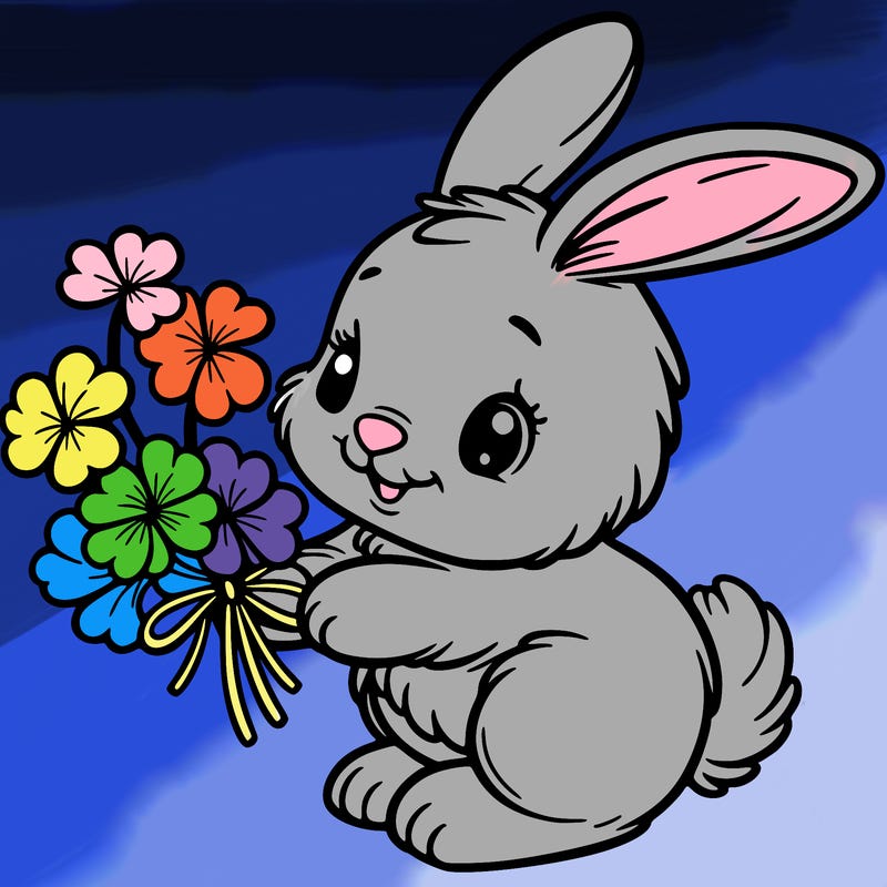 bunny with a bunch of clover