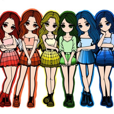 a group of girls realistic