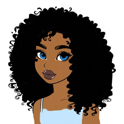 girl with curly hair realistic