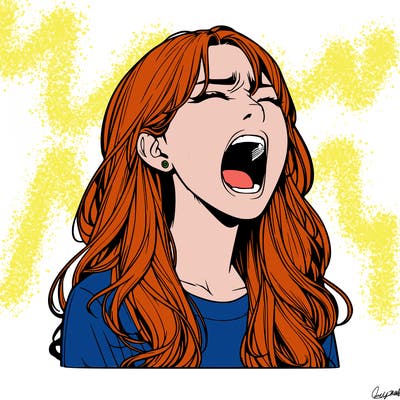 screaming realistic, girl