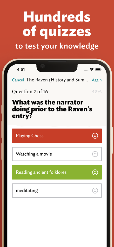Questionnaire littéraire à choix multiples sur Le Corbeau dans l'application eNotes