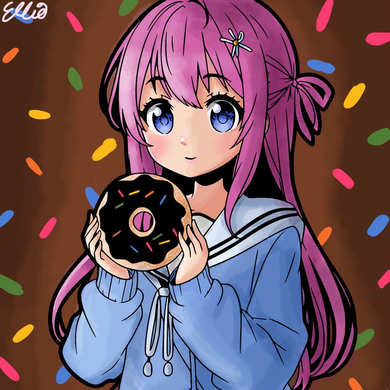 anime girl holding donut