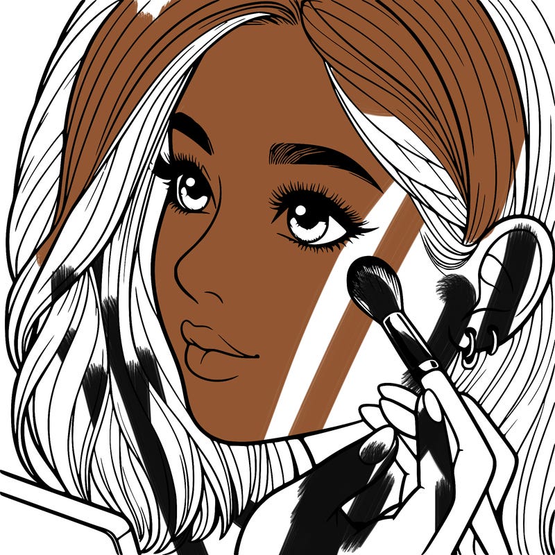 a realistic girl doing her makeup