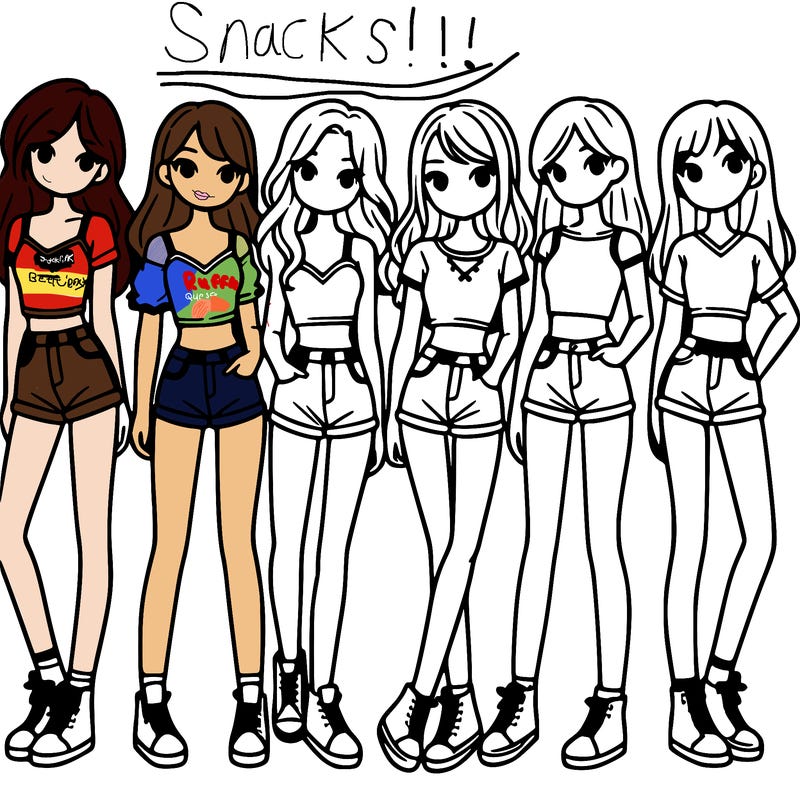 a group of girls wearing crop tops and shorts