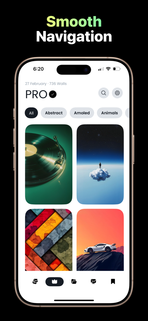 Lagguy Wallpaper Background - Lagguy Wallpaper app interface showing a selection of high resolution Pro backgrounds on an iPhone screen