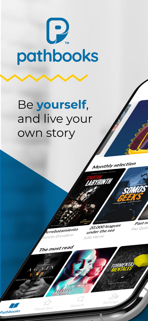 Pathbooks Stories & Audiobooks - Schermata principale dell'app Pathbooks con storie interattive e selezioni di libri