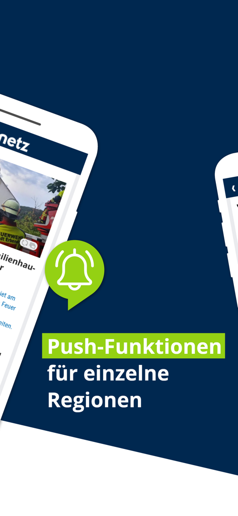 Onetz - Onetz app interface showing the regional push notifications feature with a bell icon