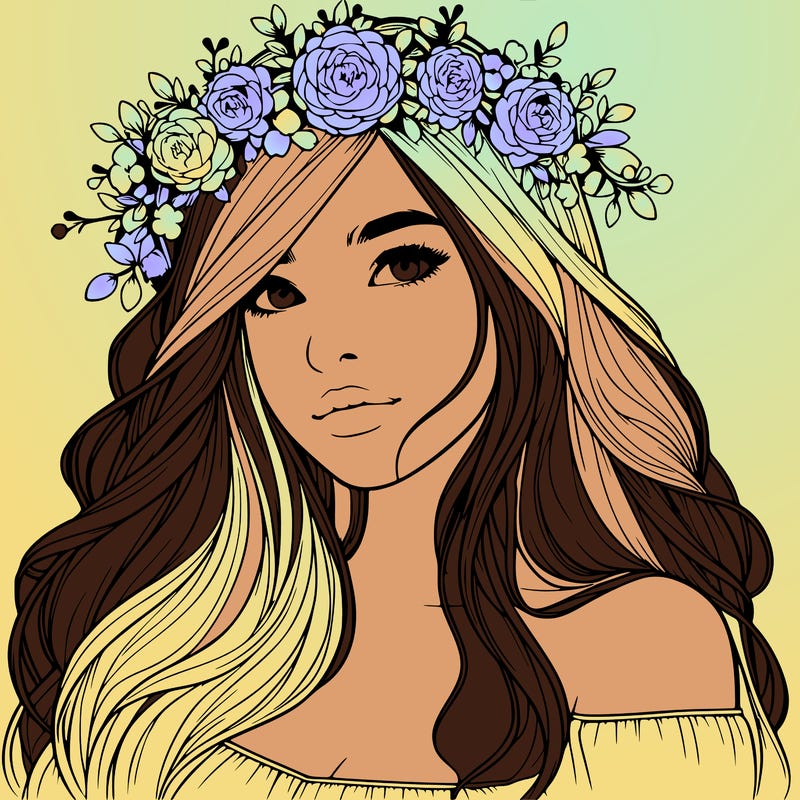 realistic girl with flower crown