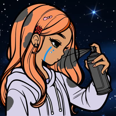 a realistic girl spray painting