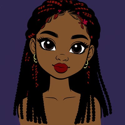 a realistic black girl with braids