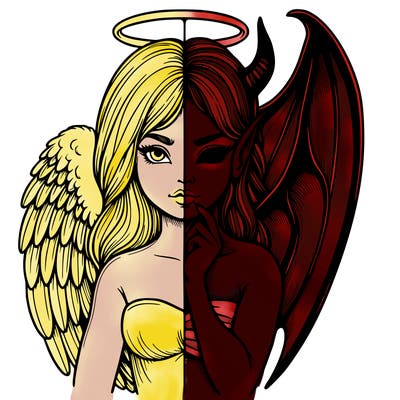 realistic angel half demon