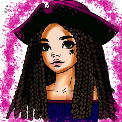 realistic girl with box braids and i realistic pirate hat