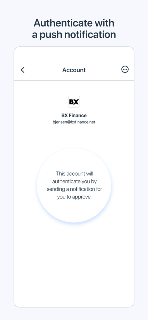 PingID mobile app interface showing a corporate account login screen with push notification authentication