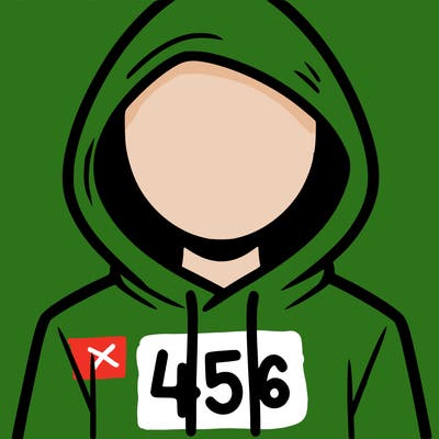 a person with non face waering a hoodie with a 456 symbol