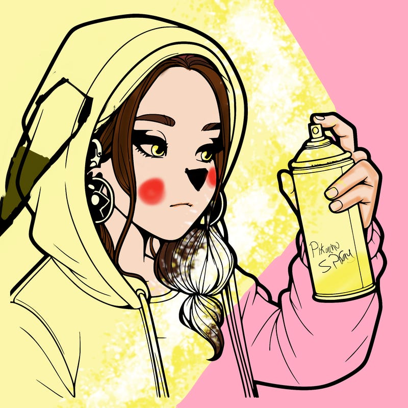 a realistic girl, spray painting