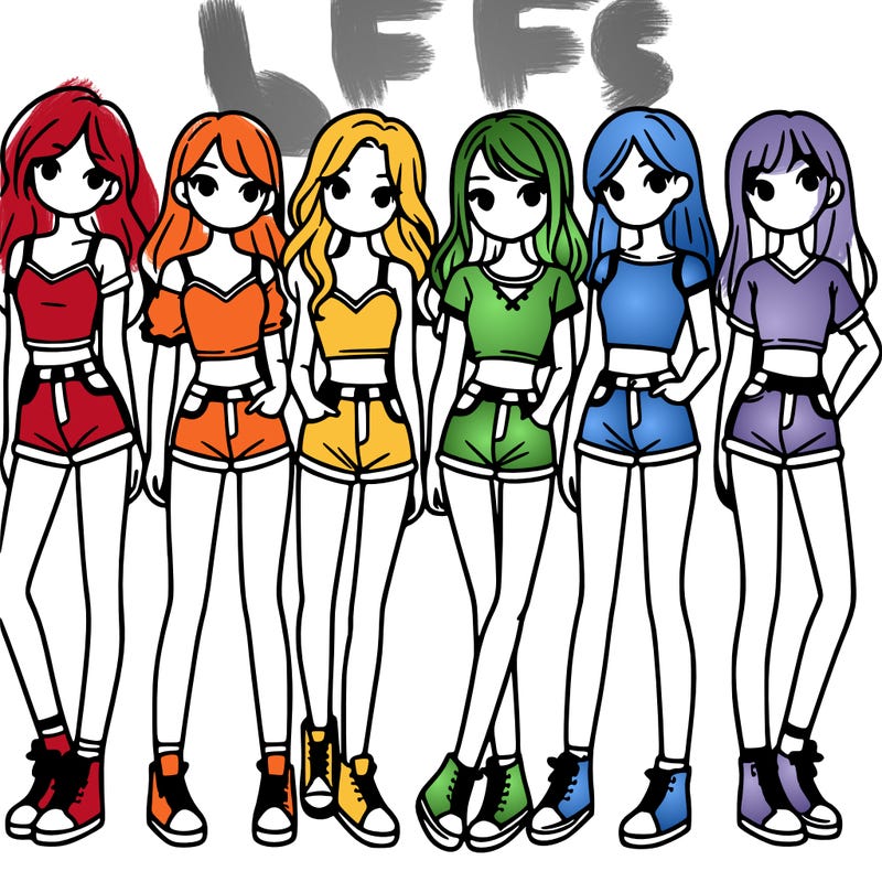 a group of girls wearing crop tops and shorts