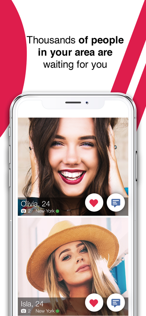 MyDates - Long lasting love - A smartphone showing the MyDates app interface with local user profiles and match options