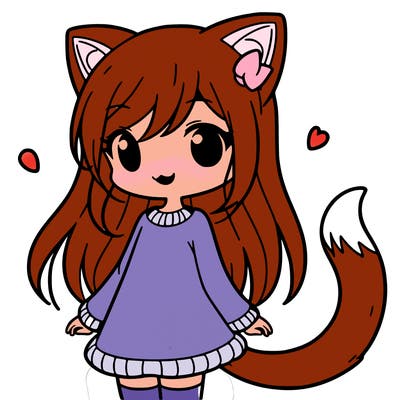 girl with cat ears and tail