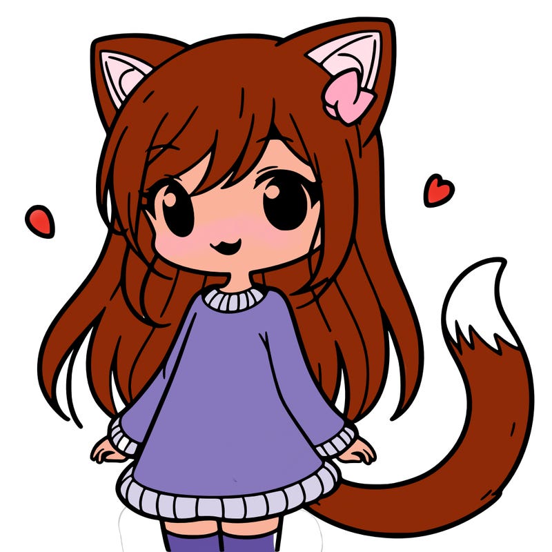 girl with cat ears and tail