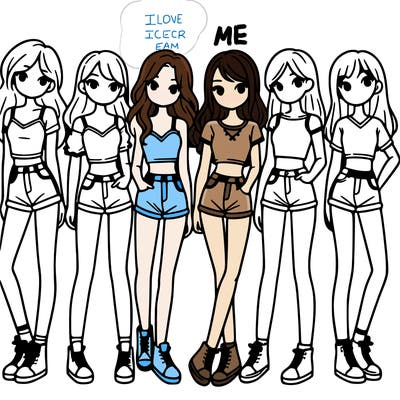 a group of girls wearing crop tops and shorts