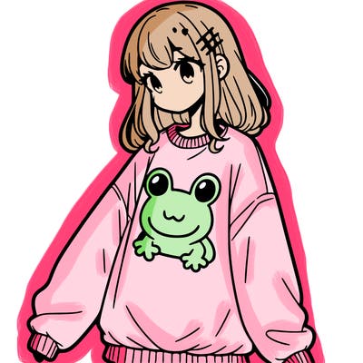 girl wearing frogging sweatshirt