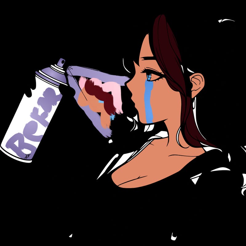 a realistic girl spray, painting