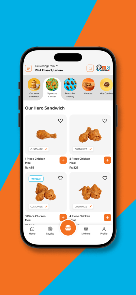 Mary Brown's Chicken - Mary Browns Chicken mobile app interface showing signature chicken meal options and categories