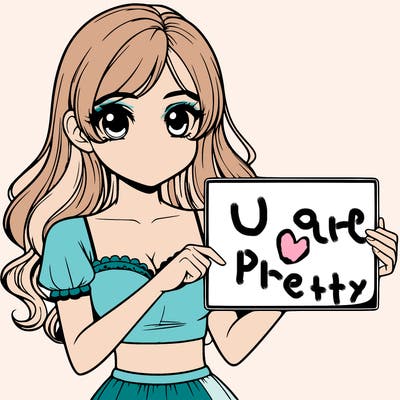 realistic pretty girl holding blank sign