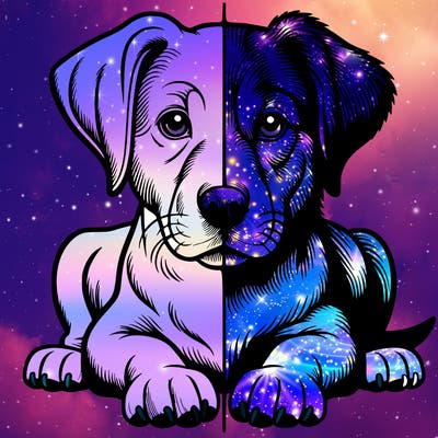 realistic dog split picture