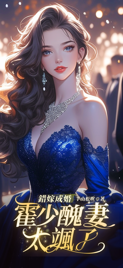 暢讀書城-每日更新海量熱門小說 - Anime style illustration of a beautiful woman in a blue sequined evening gown for a Chinese romance web novel