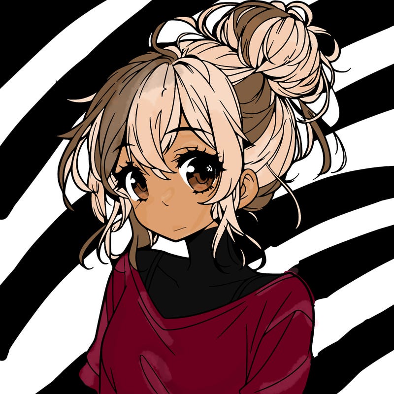 a beautiful anime girl with a messy bun