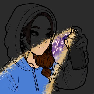 a realistic girl, spray painting