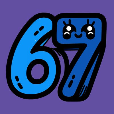 the numbers 67