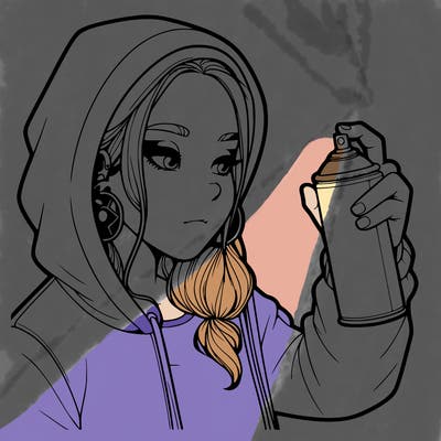 a realistic girl, spray painting