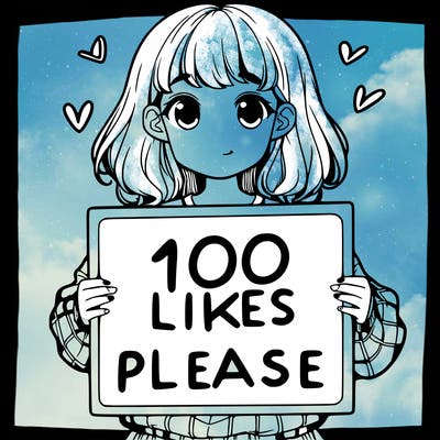 a girl holding a sign saying 100 likes please