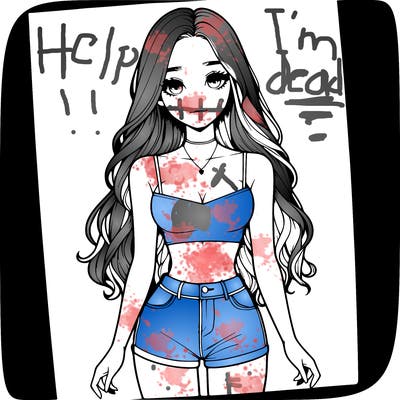 a realistic girl with long hair and in a crop top and shprts