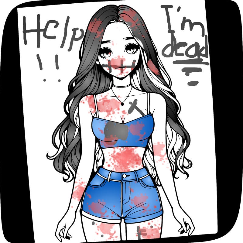 a realistic girl with long hair and in a crop top and shprts