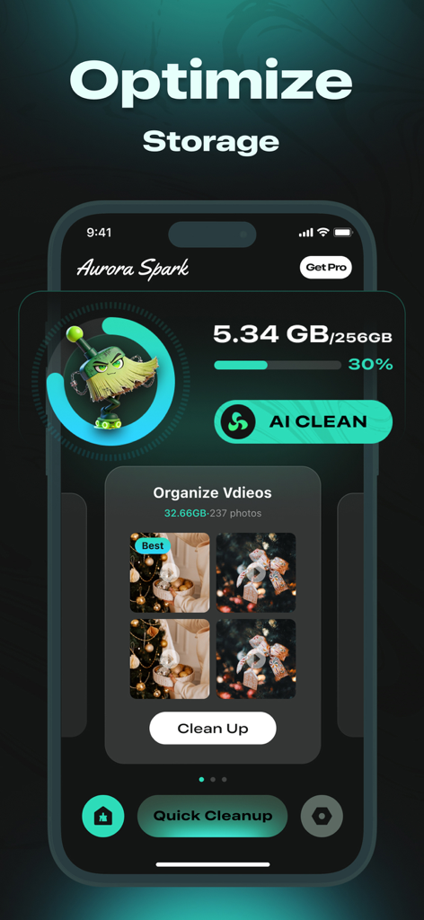 Clever Cleaner: Phone Cleaner - Mobile app interface of Clever Cleaner showing storage optimization and AI clean features.