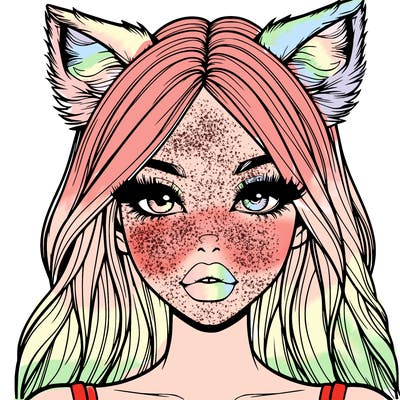 realistic girl with fox ears and realistic lips