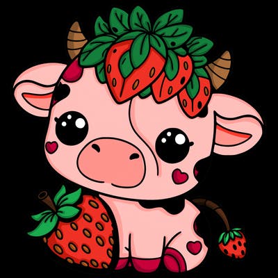 cute strawberry cow