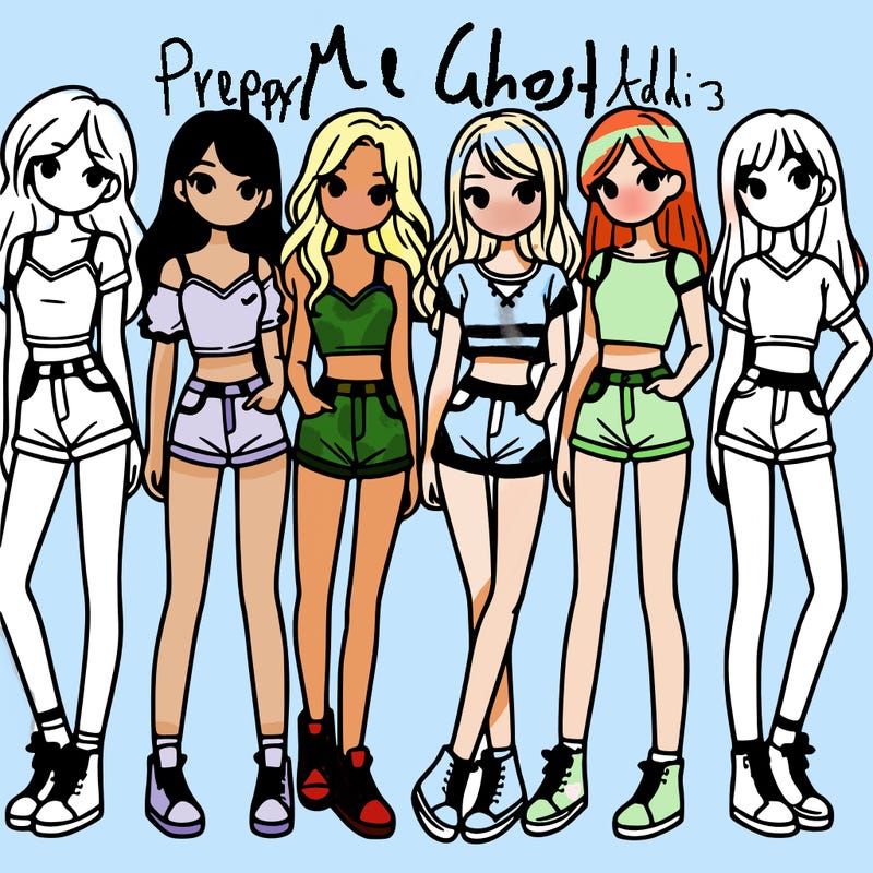 a group of girls wearing crop tops and shorts