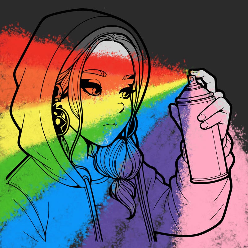 a realistic girl, spray painting