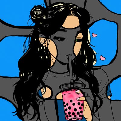 aesthetic realistic girl with boba