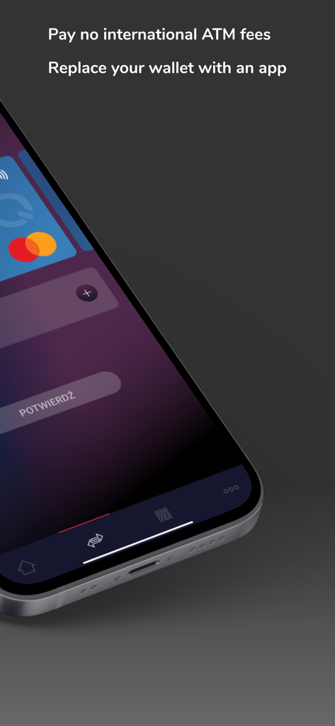 Quicko Wallet - Smartphone screen showing the Quicko Wallet app interface with a focus on zero international ATM fees