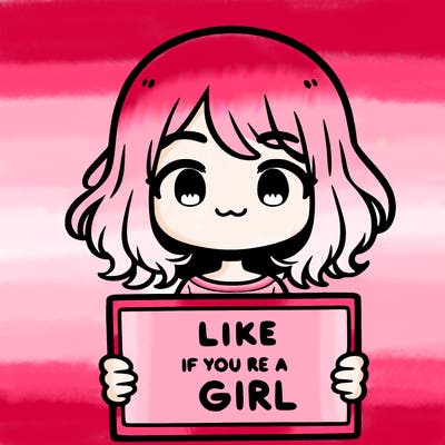 a cute girl holding a sign that says like if you’re a girl