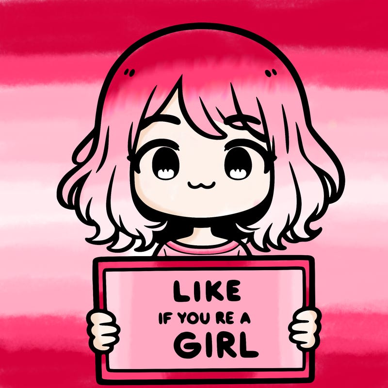 a cute girl holding a sign that says like if you’re a girl