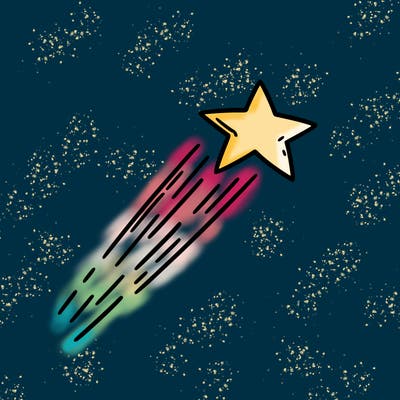 a shooting star in the sky