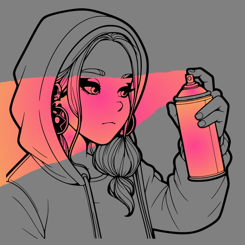 a realistic girl, spray painting